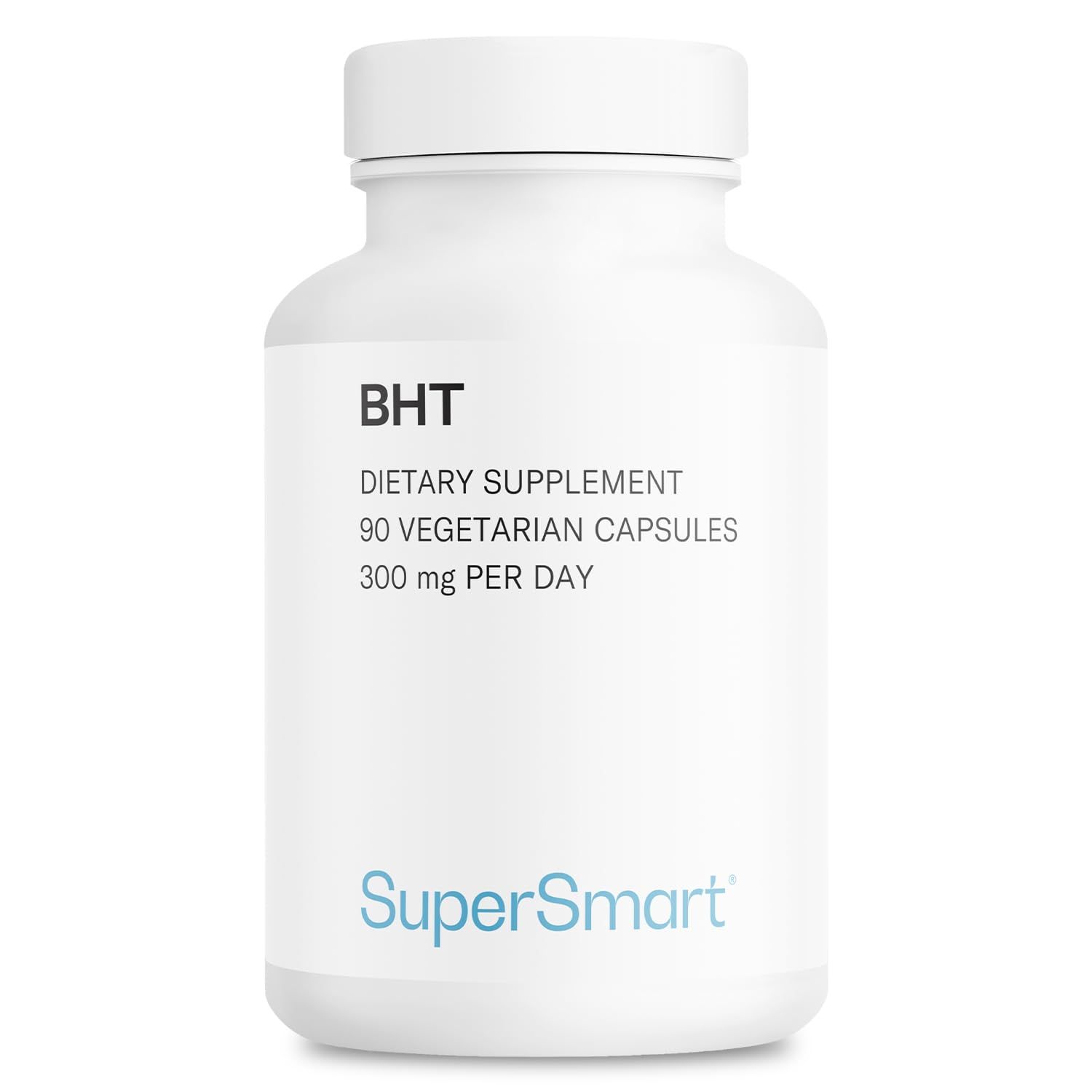 SuperSmart - BHT Supplement 300mg per Day - Butylated Hydroxytoluene | Non-GMO &amp; Gluten Free - 90 Vegetarian Capsules
