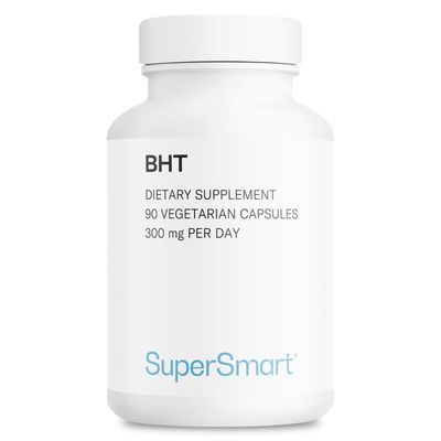 SuperSmart - BHT Supplement 300mg per Day - Butylated Hydroxytoluene | Non-GMO &amp; Gluten Free - 90 Vegetarian Capsules