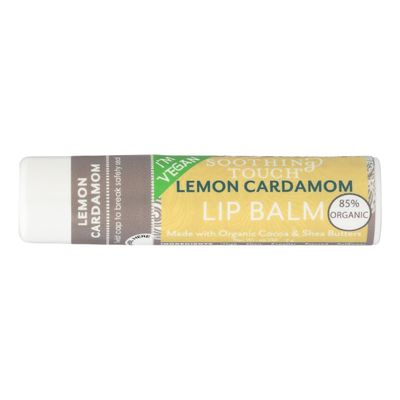 Soothing Touch Lemon Cardamom Vegan Lip Balm, .25 oz (85 Organic) (Case of 12)