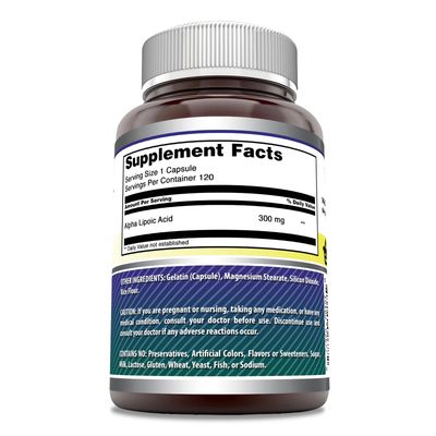 Amazing Formulas Alpha Lipoic Acid 300 Mg Capsules Supplement | Non-GMO | Gluten Free | Made in USA (120)