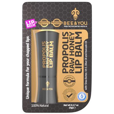 Bee and You 100 Natural Moisturizing Lip Balm, Chapstick, Chapped Lips Treatment Severe, Beeswax with Propolis Extract, Raw Honey, Vitamin E, Shea Butter, Non GMO, Gluten Free, 5g
