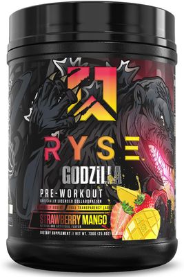 RYSE Godzilla X Noel Deyzel Pre Workout Powder - Strawberry Mango - 400mg Caffeine, High Stim Pre-Workout for Men &amp; Women with Citrulline &amp; Beta Alanine - Energy, Pump &amp; Focus - 20/40 Servings