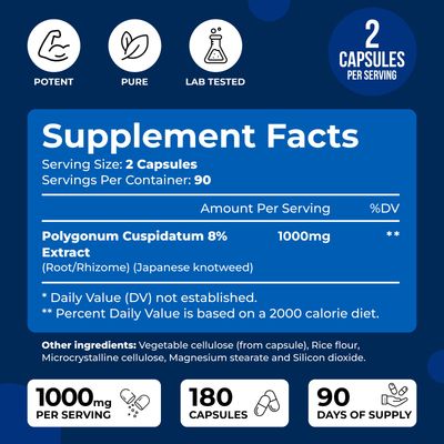 We Like Vitamins Resveratrol 1000mg per Serving - 180 Easy to Swallow Veggie Capsules - Natural Resveratrol Supplement 1000mg - Antioxidant Supplement Helps Support Anti-Aging and Immune System