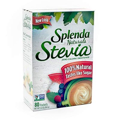 SPLENDA Naturals Stevia Sweetener: No Calorie, All Natural Sugar Substitute w/ No Bitter Aftertaste. Single Serve Granulated Packets (80 count)