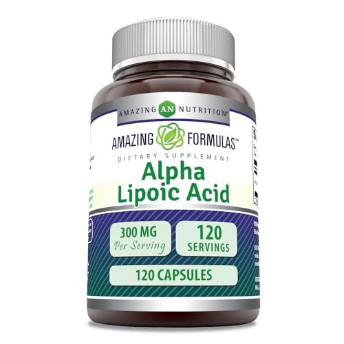 Amazing Formulas Alpha Lipoic Acid 300 Mg Capsules Supplement | Non-GMO | Gluten Free | Made in USA (120)