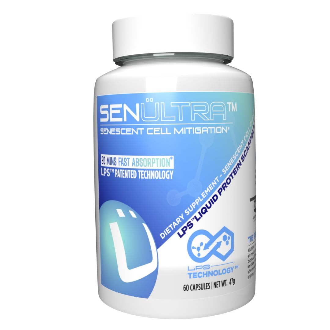 SenUltra Longevity Support Formula - Fisetin, Curcumin, Quercetin &amp; Beta-Glucan - Supports Cellular &amp; Cognitive Health Healthy Aging - 60 Capsules