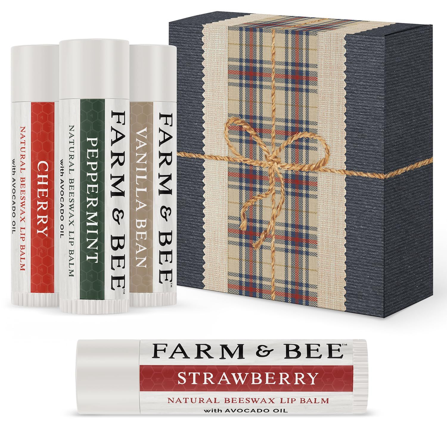 Natural Lip Balm - 4 Pack Gifts for Women &amp; Men - Organic &amp; Natural Ingredients - Moisturizing Lip Care Chapstick - Great Gift Idea for Adults, Women, Men, Teens, and Kids - 0.15oz (Pack of 4)