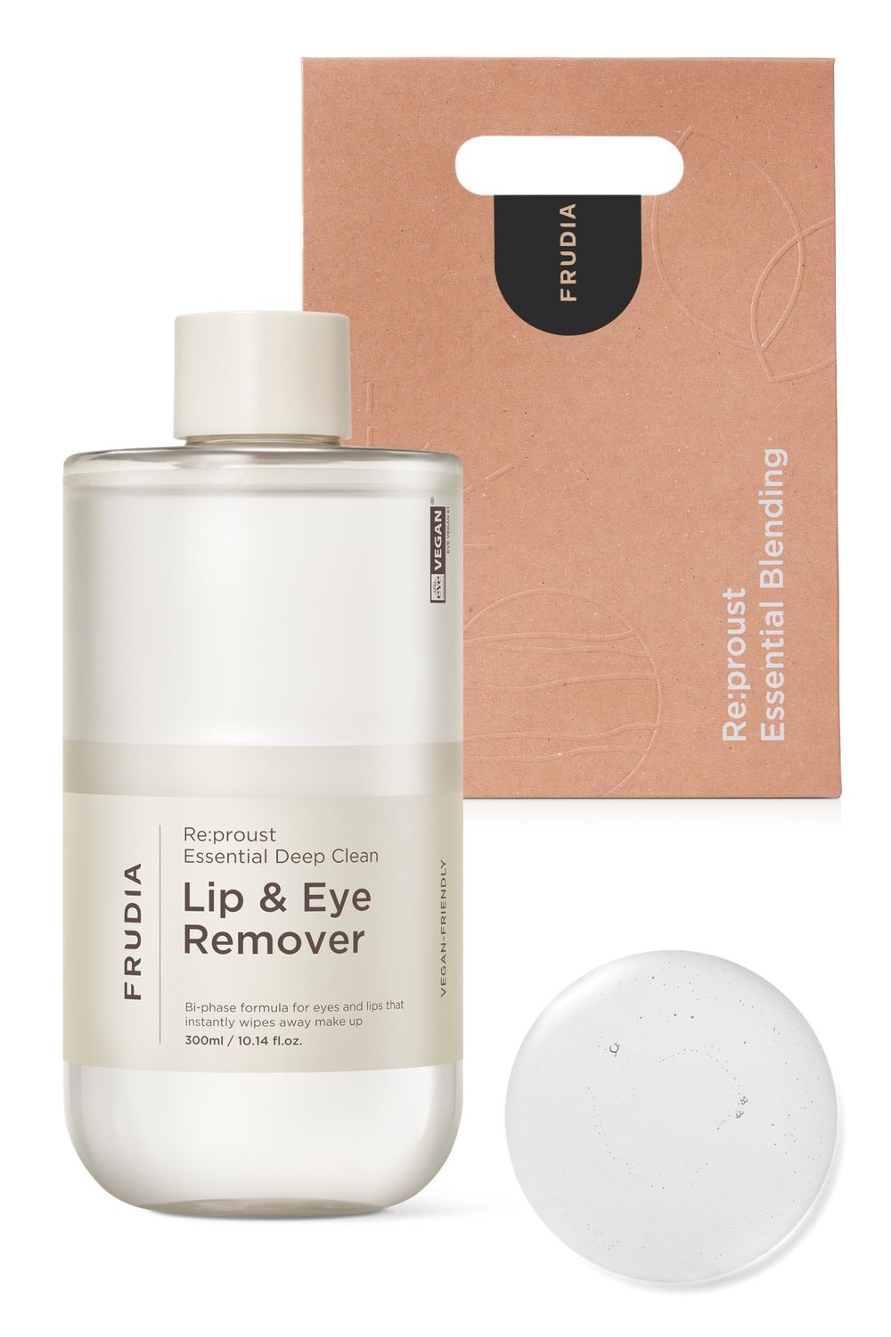 FRUDIA WELCOS Re:proust Essential Deep Clean Lip &amp; Eye Remover | Bi Phase Vegan Lip &amp; Eye Makeup Remover | Mascara Lipstick Remover | Korean Makeup Remover | Organic Gentle Makeup Remover 10.14 fl oz