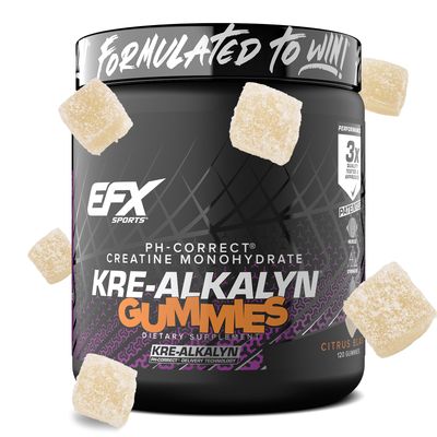 EFX Sports Kre-Alkalyn EFX Creatine Monohydrate Gummies | pH Correct Creatine Monohydrate Pill Supplement | Strength, Muscle Growth &amp; Performance | 60 Servings, 120 Gummies - Citrus Blast