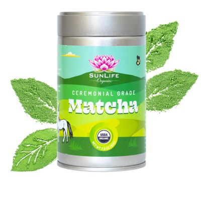 Sunlife Organics USDA Organic Matcha Green Tea Powder Tin (80 Grams) - Premium Japanese Matcha Powder Culinary Grade - Authentic Ceremonial Grade Matcha Powder