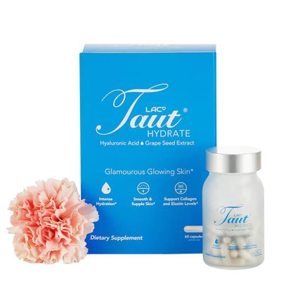 Taut Hydrate Hyaluronic Acid Supplement - 120mg Vegan Capsules with Grape Seed Extract - Deep Skin Hydration, Smooth Wrinkles &amp; Glow Support - Collagen &amp; Anti-Aging Supplement for Women &amp; Men- 60 Caps