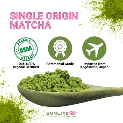 Sunlife Organics USDA Organic Matcha Green Tea Powder Tin (80 Grams) - Premium Japanese Matcha Powder Culinary Grade - Authentic Ceremonial Grade Matcha Powder