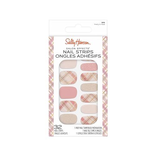 Sally Hansen Salon Effects, Pretty In Plaid, Nail Strips, No UV Light Needed, No Dry Time, Long-Lasting, Non-Damaging, No Chipping