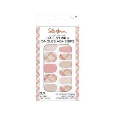 Sally Hansen Salon Effects, Pretty In Plaid, Nail Strips, No UV Light Needed, No Dry Time, Long-Lasting, Non-Damaging, No Chipping