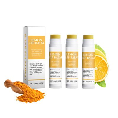 All Natural Lemon and Turmeric Lip Balm, Organic Turmeric Lip Balm, Soften &amp; Nourish Lips, Lemon &amp; Turmeric Lipstick, Nourishing Lip Balm (3pc)