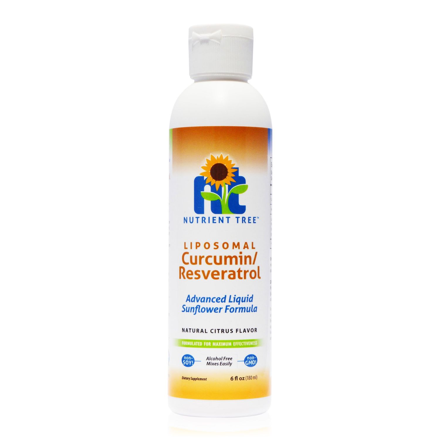 Nutrient Tree Liposomal Curcumin (Tumeric) and Resveratrol, Two powerful antioxidants, Alcohol free, No Soy or Gluten, Non-GMO Sunflower Oil