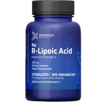 Geronova Research Bio-Enhanced R-Lipoic Acid, 300 mg Capsules - 2 Month Supply - Stabilized R Alpha Lipoic Acid with Enhanced Absorption - R Lipoic Acid Supplement - 60 Count