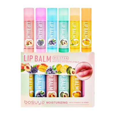6 Pack Lip Balm Set Fruit Flavored Natural Lip Balm Bulk for Dry Cracked Lips Long Lasting Lip Care Products Anti Chapping Lip Moisturizers Winter Anti-Crack Fruity