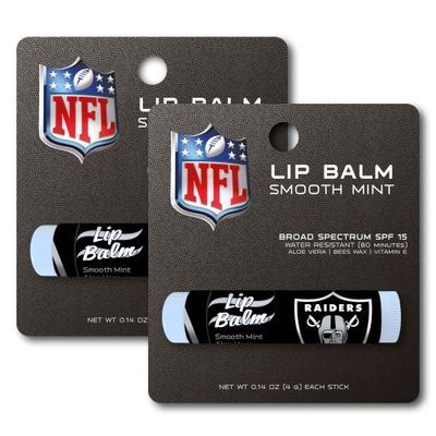 FANMATS 37414 NFL - Las Vegas Raiders SPF 15 Lip Balm 2-pk | Silver | 2.5&quot;x 1&quot; | Raider Shield Primary Logo