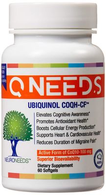 QNeeds coqh-cf Ubiquinol 100 mg COQ10 Clinically Proven Enhanced Delivery for Maximum Absorption, Enhanced Mitochondrial Support, Antioxidant for Heart Health, 60 Count Softgels
