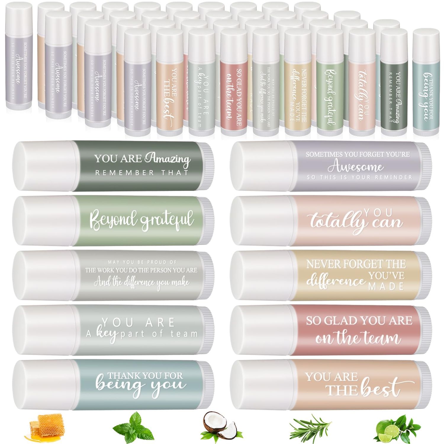 Swiffen 50 Sets Employee Appreciation Gifts Bulk for Coworkers Lip Balm Favors Thank You Team Gifts for Coworkers Staff Teachers Nurse Volunteer Appreciation, 5 Flavors