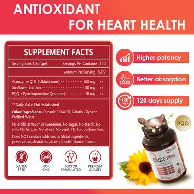 NATURE TARGET CoQ10-100mg-Softgels with 10mg PQQ - High Absorption Coenzyme-Q10 with Organic-Olive-Oil - Antioxidant for Heart & Brain Health, Cellular-Energy-Production, 120 Servings