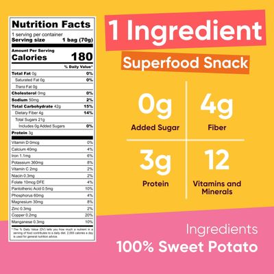 Yammy Dried Sweet Potato Sticks (Pack of 5), 1 Ingredient Superfood Snack, Healthy, 3g Protein, Asian Korean Chinese Japanese Food, Individually Wrapped Snacks For Humans, People, Gluten Free, Vegan
