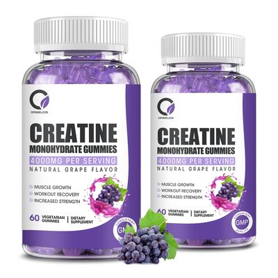 Creatine Monohydrate Gummies Muscle Strength for Men&amp;Women, Energy Boost Pre Work Supplement - Grape Flavor