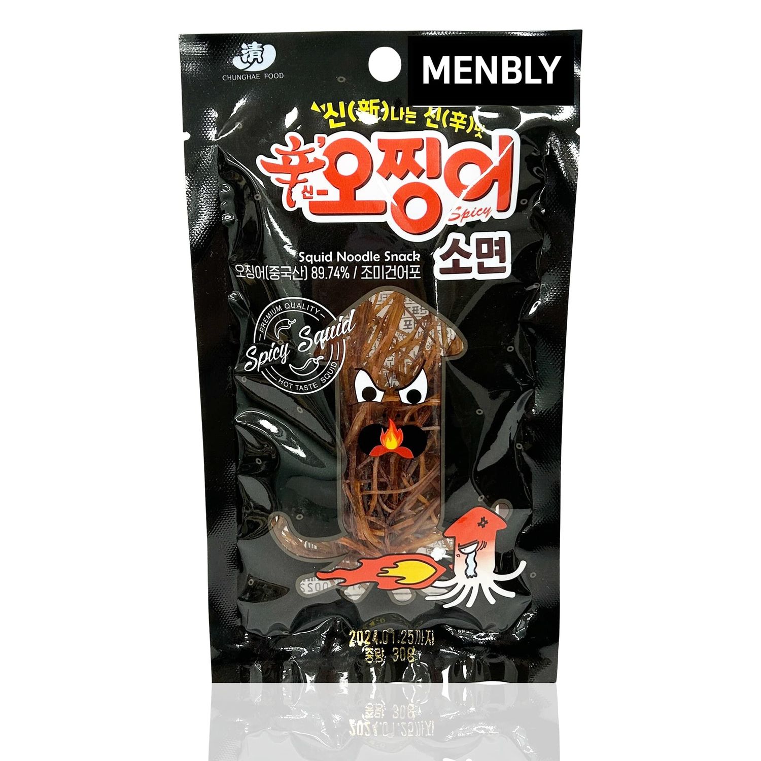 Korean Dried Squid Sliced Thin Snack Seafood Jerky (30g)- Made in Korea, Easy-to-Chew, Noodle-Like Texture, High Protein, Low Calorie, Authentic Korean Taste, Ideal for Parties &amp; On-the-Go (Spicy F...