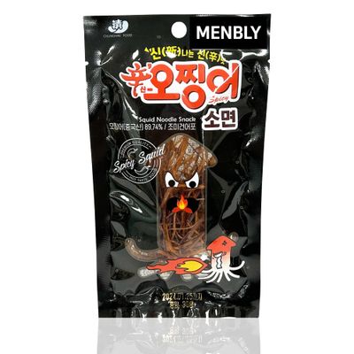 Korean Dried Squid Sliced Thin Snack Seafood Jerky (30g)- Made in Korea, Easy-to-Chew, Noodle-Like Texture, High Protein, Low Calorie, Authentic Korean Taste, Ideal for Parties &amp; On-the-Go (Spicy F...