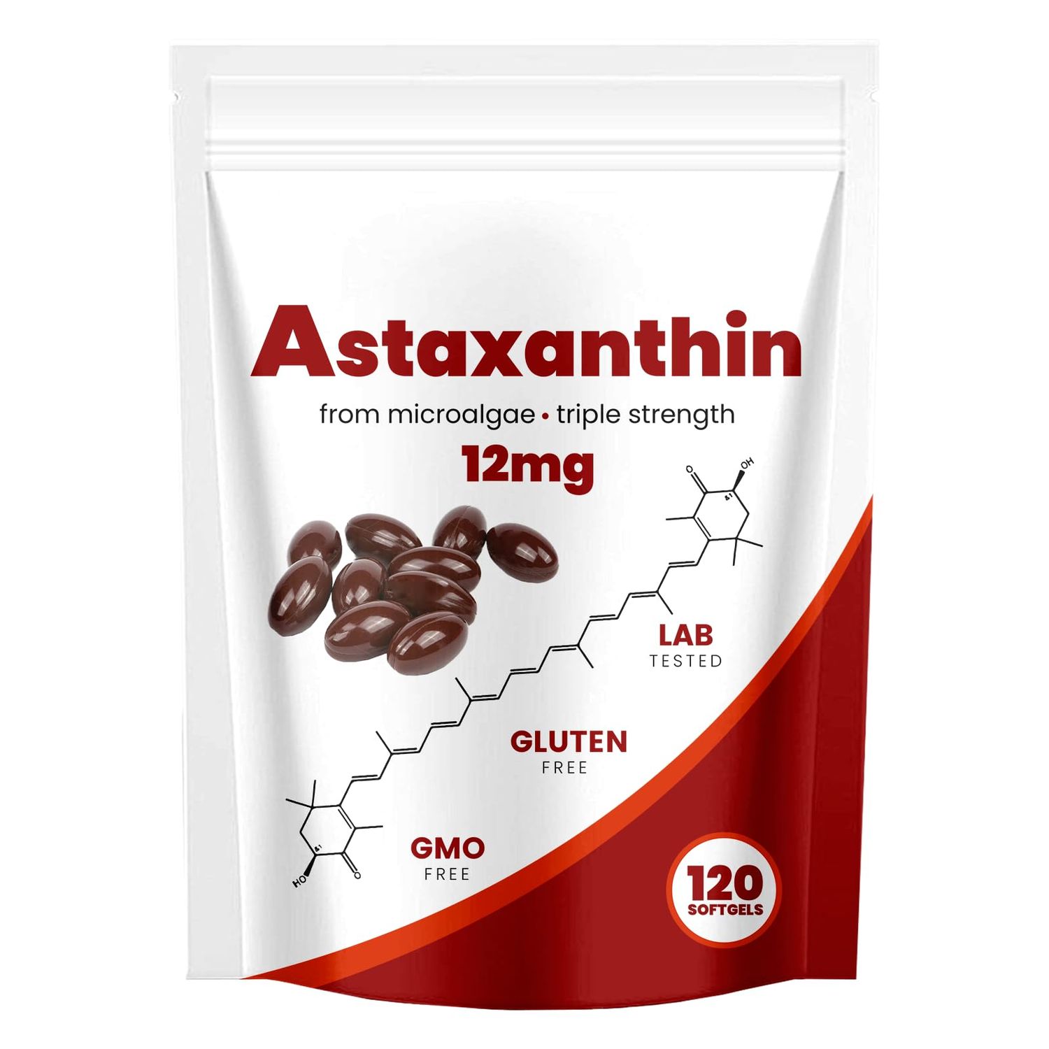 Yoqpoe Astaxanthin 12mg, Natural Antioxidant, Supports Immune, Fresh Microalgae for Skin Eye and Internal Circulation Health, 120 Softgels (01, 01)