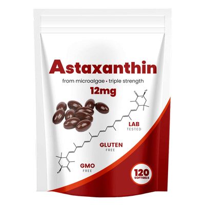 Yoqpoe Astaxanthin 12mg, Natural Antioxidant, Supports Immune, Fresh Microalgae for Skin Eye and Internal Circulation Health, 120 Softgels (01, 01)