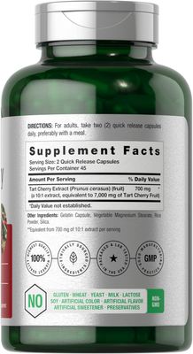 Horbach Tart Cherry Extract 7000mg | 90 Capsules | Traditional Herb Supplement | Non-GMO and Gluten Free Formula
