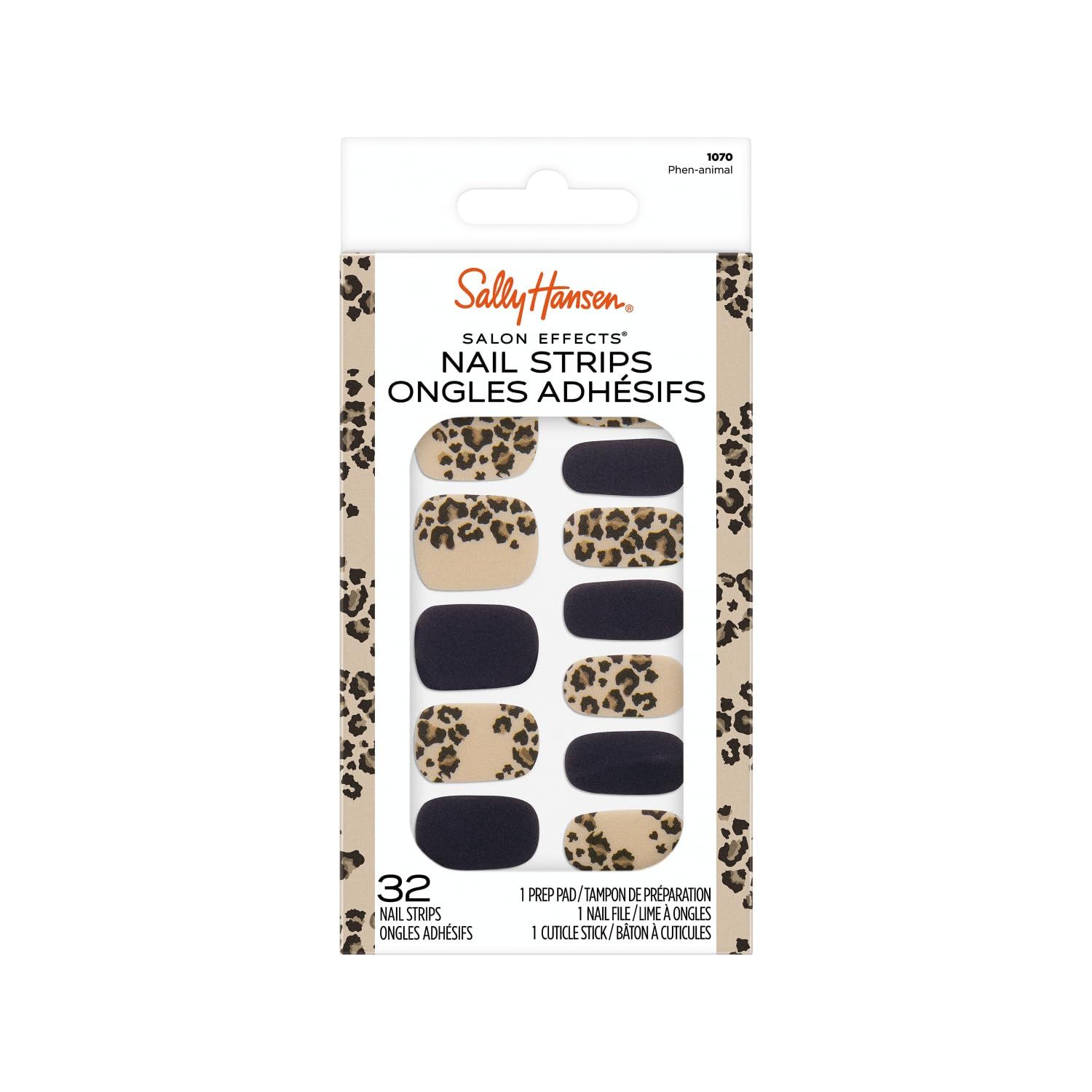 Sally Hansen Salon Effects, Phen-animal, Nail Strips, No UV Light Needed, No Dry Time, Long-Lasting, Non-Damaging, No Chipping