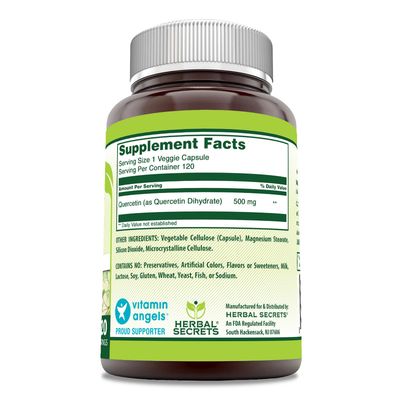 Herbal Secrets Quercetin 500 Mg Supplement | Non-GMO | Gluten-Free | Made in USA (1 Pack, 120 Count)