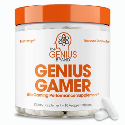 Genius Gamer, Gaming Focus Supplement, 80 Pills - Elite Nootropic Performance Booster - Boost Brain &amp; Mental Clarity, Reaction Time &amp; Concentration - Blue Light Support with Lutemax