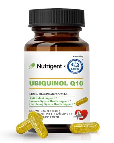 Nutrigent Ubiquinol CoQ10 75 mg, Liquid Filled Organic Capsules, High Absorption Coenzyme Q10 Supplements, Antioxidant for Heart Health &amp; Energy Production, 30 Count