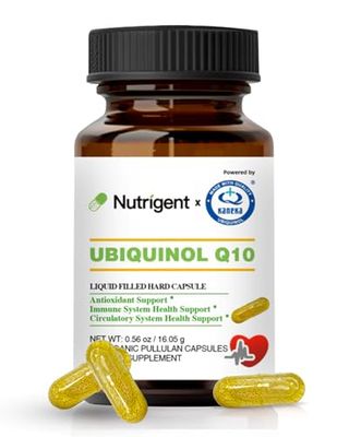 Nutrigent Ubiquinol CoQ10 75 mg, Liquid Filled Organic Capsules, High Absorption Coenzyme Q10 Supplements, Antioxidant for Heart Health &amp; Energy Production, 30 Count