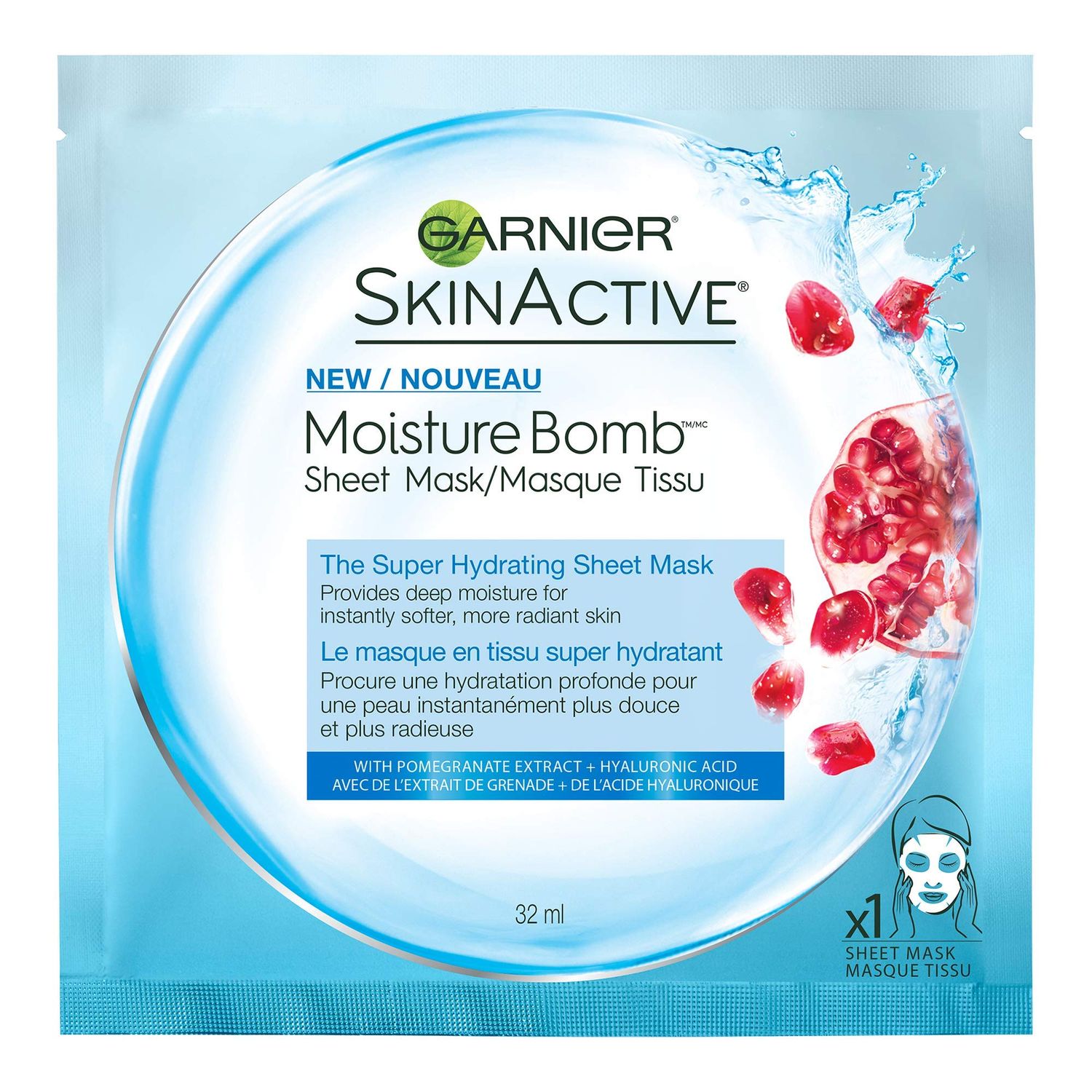 Garnier SkinActive Super Hydrating Sheet Mask, 0.08 Ounce, 1 Count