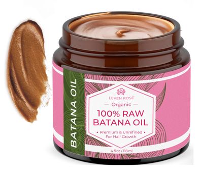 Leven Rose 100 Raw Batana Oil For Hair Growth - 4oz Unrefined, Organic, Pure Batana Oil, Dr. Sebi Approved - Strengthen Repair Damaged Hair