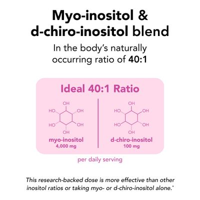 Theralogix Ovasitol Inositol Powder - 90-Day Supply - Myo-Inositol &amp; D-Chiro Inositol for Hormone Balance &amp; Ovarian Function Support - NSF Certified - 400 g (180 Servings)
