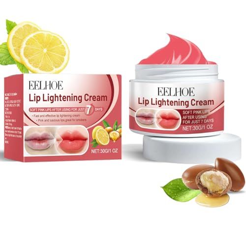 Lemon Lip Lightening Cream, Lip Balms &amp; Moisturizers Lip Lightening for Dark Lips, Natural Lip Exfoliator with Shea Butter and Vitamin E, Lip Lightener for Dry, Chapped, Reduce Fine Lines Lip