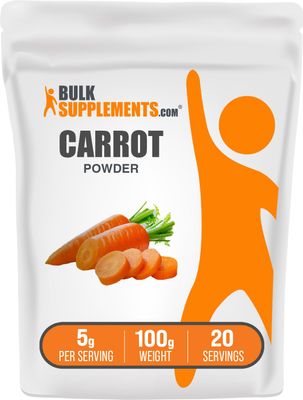 BulkSupplements.com Carrot Powder - Superfood Powder Supplement, Carrot Supplement - for Smoothies &amp; Baking, Vegan &amp; Gluten Free, 5g per Serving, 100g (3.5 oz) (Pack of 1)
