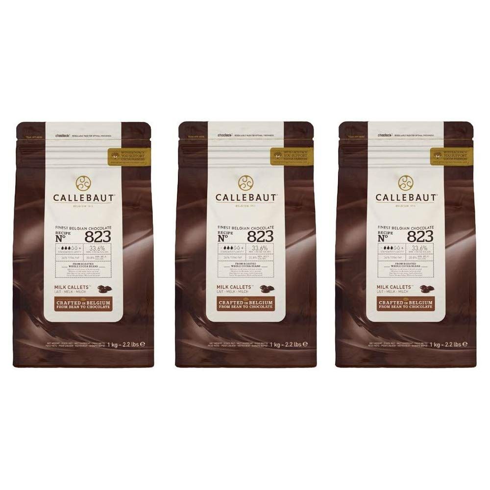 Callebaut Finest Belgian Chocolate Melting Callets Bundle 823 Milk 33.6 3 x 1Kg