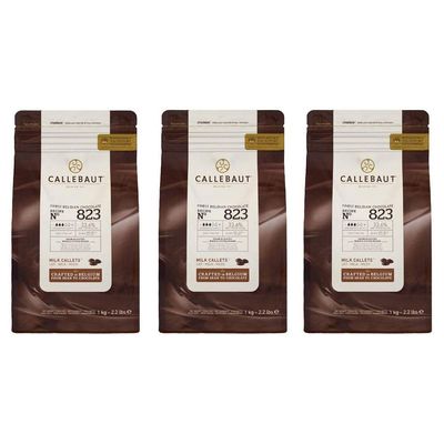 Callebaut Finest Belgian Chocolate Melting Callets Bundle 823 Milk 33.6 3 x 1Kg