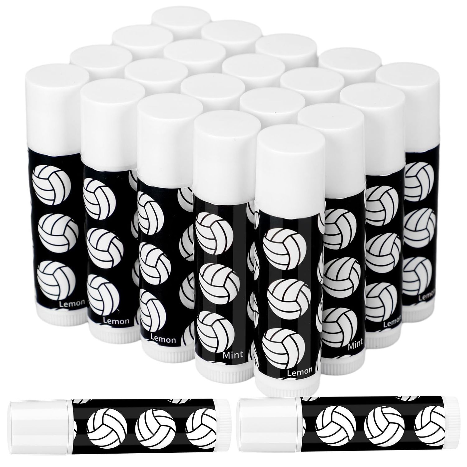 Suttmin 24 Pcs Lip Balm Team Gifts Party Favors - Volleyball Lip Balm Gift for Team Party Guest Supplies (Black)