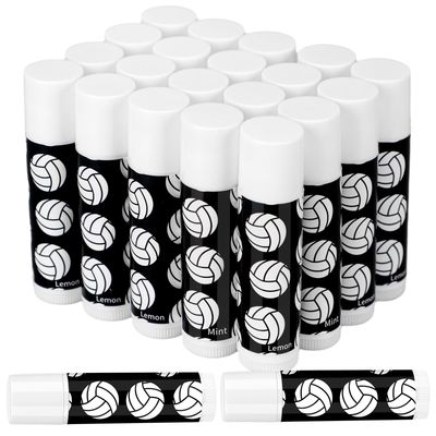 Suttmin 24 Pcs Lip Balm Team Gifts Party Favors - Volleyball Lip Balm Gift for Team Party Guest Supplies (Black)