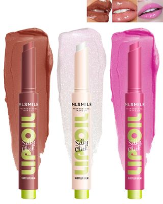 Tinted Lip Balm Set-3Color Glow Reviver Fat Lip Oil Slick Click,Pink Brown Shimmer Lipstick Lip Stain,Lightweaight Lip Gloss,Longlasting Hydrating Lipgloss,Women&#39;s Day Makeup Gift for Women Girl