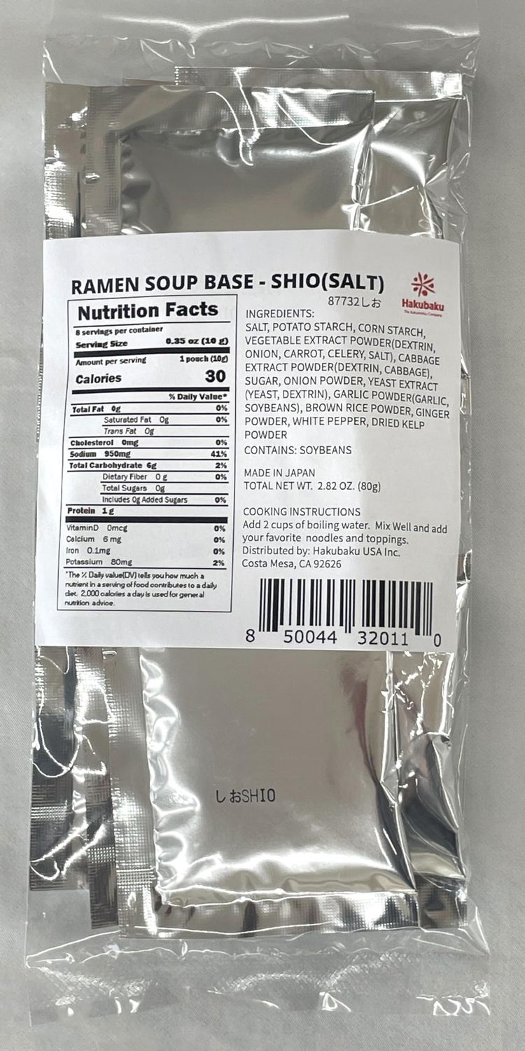 Ramen Soup Base - Shio (Salt) - Pack of 8 Product of Japan. Soup packet for Asian noodles, Good with any ramen toppings. Broth for quick lunch noodle soup. Ramen seasoning packets only.