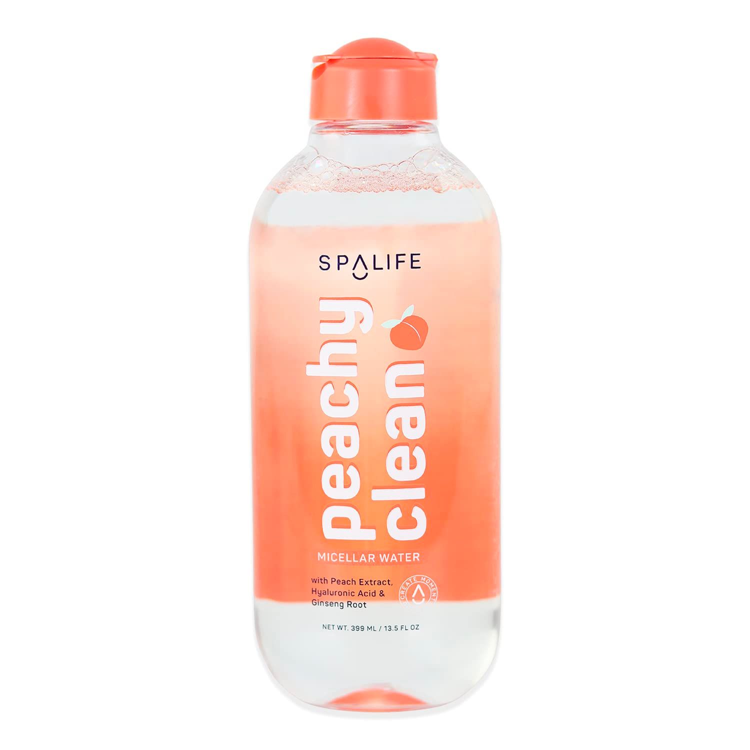 SpaLife Micellar Water with Hyaluronic Acid &amp; Peach Extract - Oil-Free Micellar Cleansing Water &amp; Makeup Remover for Oily Skin - Hydrating Micellar Cleanser for Face, Eyes &amp; Lips
